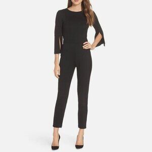 NEW ALI & JAY Nordstrom Ponte Jumpsuit Bell Slit Sleeve Slim Leg Cocktail Date M